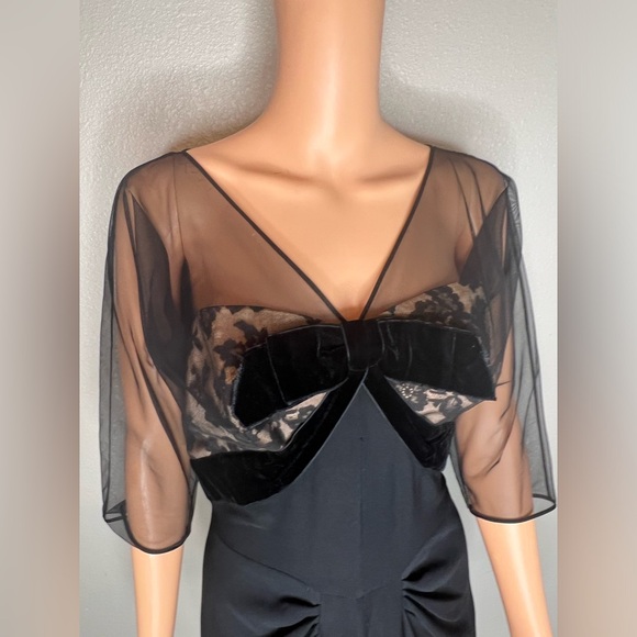 Dorothy O Hara 1940/50’s Vintage Bow with lace Black Cocktail dress size 6 - Picture 2 of 8